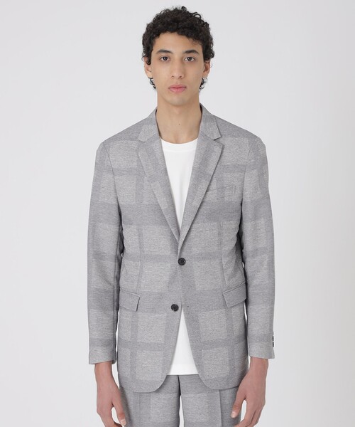 BLACK LABEL CRESTBRIDGE（ブラックレーベル・クレストブリッジ）の「シャドーチェックカラミジャケット（テーラードジャケット・メンズ・ライトグレー/チャコールグレー/ネイビー・M/S/L/XL/XXL）」の5枚目の写真