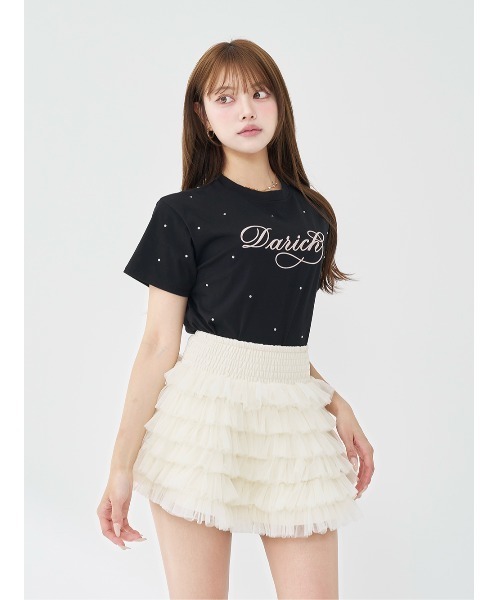 Darich(ダーリッチ)の「DarichエンブロイダリービジューTシャツ(Tシャツ/カットソー・レディース・ブラック/ピンク/ホワイト・FREE)」の3枚目の写真