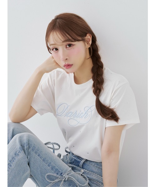 Darich(ダーリッチ)の「DarichエンブロイダリービジューTシャツ(Tシャツ/カットソー・レディース・ブラック/ピンク/ホワイト・FREE)」の14枚目の写真