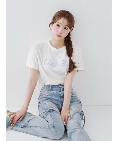 DarichエンブロイダリービジューTシャツ（Tシャツ/カットソー