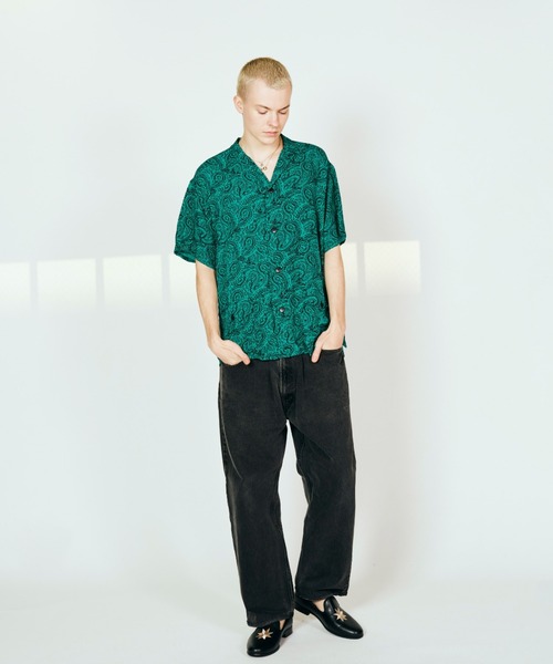 TOWNCRAFT(タウンクラフト)の「TOWNCRAFT タウンクラフト / printed beach shirt(Tシャツ/カットソー・メンズ・グリーン/グレー・LARGE/MEDIUM/SMALL)」の1枚目の写真