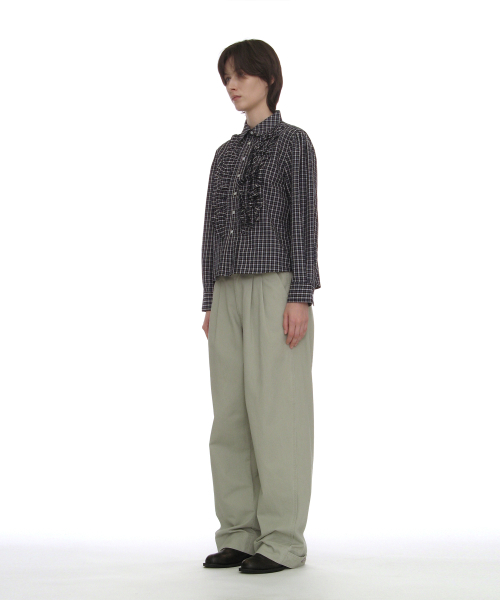 PARTIMENTO WOMEN（パルティメントウィメン）の「カントリーラッフルピンタックシャツ_ネイビーチェック（シャツ/ブラウス・レディース・その他・SMALL/MEDIUM）」の3枚目の写真