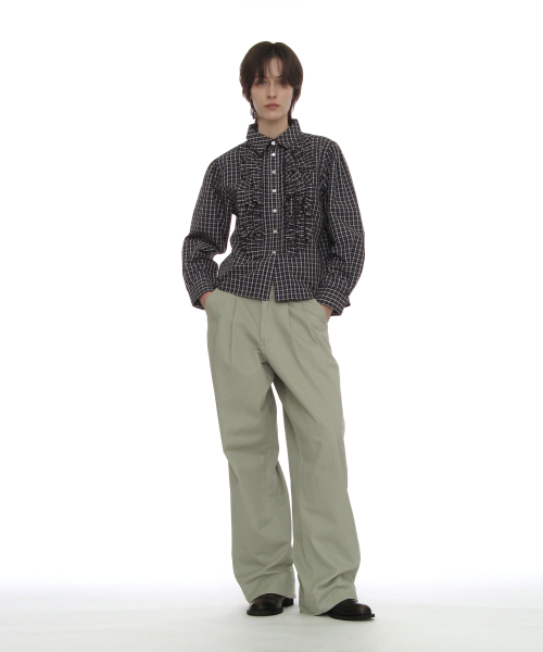 PARTIMENTO WOMEN（パルティメントウィメン）の「カントリーラッフルピンタックシャツ_ネイビーチェック（シャツ/ブラウス・レディース・その他・SMALL/MEDIUM）」の5枚目の写真