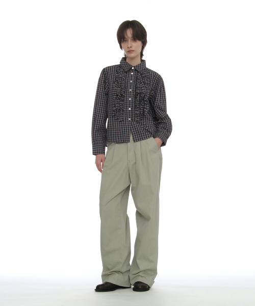 PARTIMENTO WOMEN（パルティメントウィメン）の「カントリーラッフルピンタックシャツ_ネイビーチェック（シャツ/ブラウス・レディース・その他・SMALL/MEDIUM）」の6枚目の写真