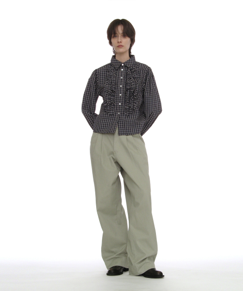 PARTIMENTO WOMEN（パルティメントウィメン）の「カントリーラッフルピンタックシャツ_ネイビーチェック（シャツ/ブラウス・レディース・その他・SMALL/MEDIUM）」の7枚目の写真