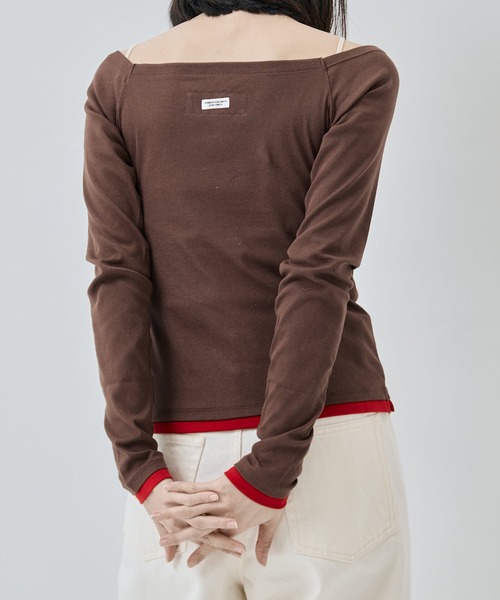 JANE SMITH / JOHN SMITH（ジェーンスミスジョンスミス）の「[JANE SMITH/ジェーン・スミス]COTTON OFF SHOULDER LAYERED PULLOVER（Tシャツ/カットソー・レディース・ベージュ/ブラウン・38）」の4枚目の写真