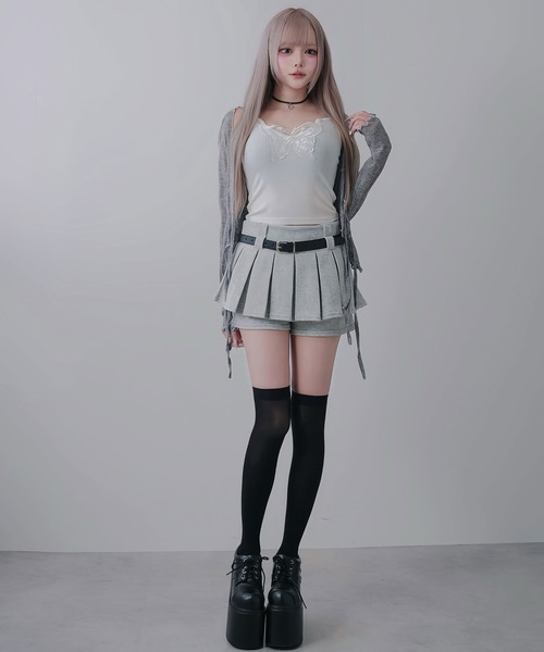 Diable baiser(ディアブルベーゼ)の「フロントリボン薄手シアーカーディガン(Tシャツ/カットソー・レディース・グレー/ブラック・FREE)」の3枚目の写真