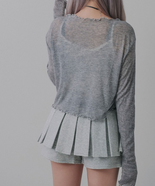 Diable baiser(ディアブルベーゼ)の「フロントリボン薄手シアーカーディガン(Tシャツ/カットソー・レディース・グレー/ブラック・FREE)」の7枚目の写真