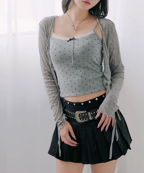 Diable baiser(ディアブルベーゼ)の「フロントリボン薄手シアーカーディガン(Tシャツ/カットソー・レディース・グレー/ブラック・FREE)」の14枚目の写真