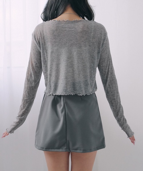 Diable baiser(ディアブルベーゼ)の「フロントリボン薄手シアーカーディガン(Tシャツ/カットソー・レディース・グレー/ブラック・FREE)」の22枚目の写真
