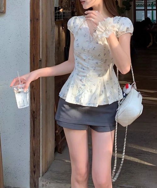 GLAMOROUS JANE(グラマラスジェーン)の「小花プリントレース半袖ブラウス(シャツ/ブラウス・レディース・ホワイト・M/L)」の10枚目の写真