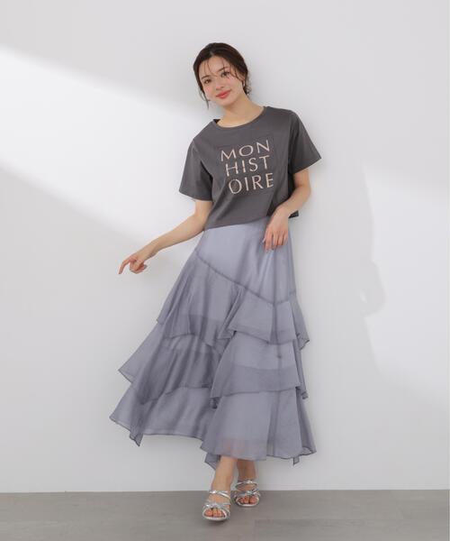 PROPORTION BODY DRESSING(プロポーションボディドレッシング)の「短丈ロゴT-シャツ / 1216160402(Tシャツ/カットソー・レディース・ホワイト系その他/ダークグレー・FREE)」の4枚目の写真