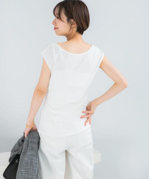 URBAN RESEARCH ROSSO WOMEN(アーバンリサーチ ロッソ)の「クールタッチ デザインドレープカットソー(Tシャツ/カットソー・レディース・オフホワイト/ネイビー/ブルー系その他・FREE)」の8枚目の写真