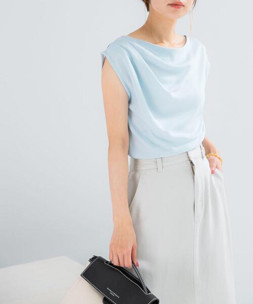 URBAN RESEARCH ROSSO WOMEN(アーバンリサーチ ロッソ)の「クールタッチ デザインドレープカットソー(Tシャツ/カットソー・レディース・オフホワイト/ネイビー/ブルー系その他・FREE)」の19枚目の写真