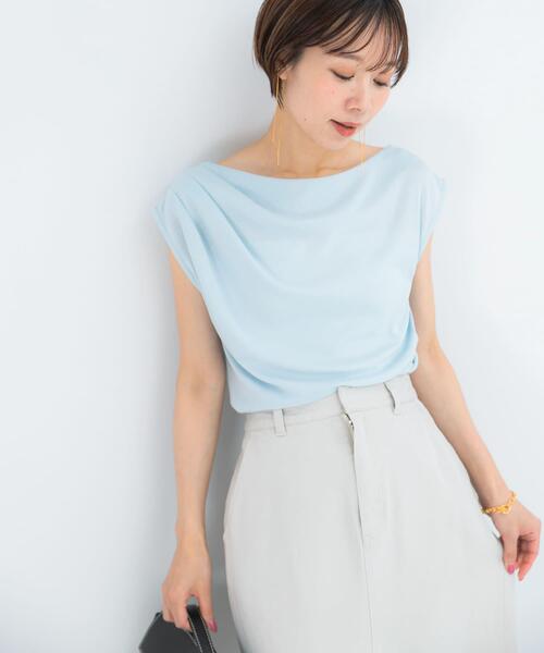 URBAN RESEARCH ROSSO WOMEN(アーバンリサーチ ロッソ)の「クールタッチ デザインドレープカットソー(Tシャツ/カットソー・レディース・オフホワイト/ネイビー/ブルー系その他・FREE)」の20枚目の写真