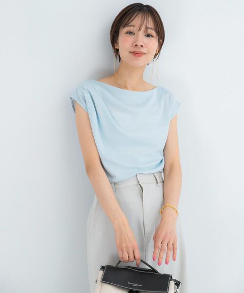 URBAN RESEARCH ROSSO WOMEN(アーバンリサーチ ロッソ)の「クールタッチ デザインドレープカットソー(Tシャツ/カットソー・レディース・オフホワイト/ネイビー/ブルー系その他・FREE)」の21枚目の写真