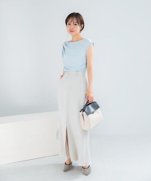 URBAN RESEARCH ROSSO WOMEN(アーバンリサーチ ロッソ)の「クールタッチ デザインドレープカットソー(Tシャツ/カットソー・レディース・オフホワイト/ネイビー/ブルー系その他・FREE)」の22枚目の写真