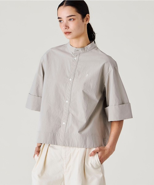 GYMPHLEX(ジムフレックス)の「Gymphlex | タイプライター スタンドカラー半袖シャツ WOMEN(シャツ/ブラウス・レディース・ホワイト/ブルー/グレー・14)」の18枚目の写真