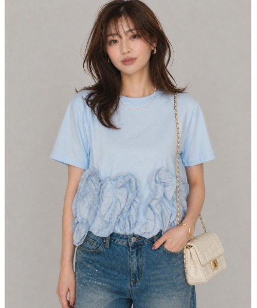 Lateru（ラテル）の「ヘムラインフリル T シャツ（Tシャツ/カットソー・レディース・ホワイト/ブルー/ブラック・FREE）」の12枚目の写真