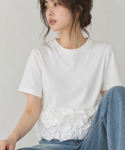 Lateru（ラテル）の「ヘムラインフリル T シャツ（Tシャツ/カットソー・レディース・ホワイト/ブルー/ブラック・FREE）」の8枚目の写真