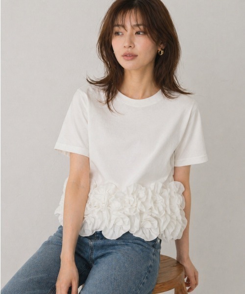 Lateru（ラテル）の「ヘムラインフリル T シャツ（Tシャツ/カットソー・レディース・ホワイト/ブルー/ブラック・FREE）」の5枚目の写真