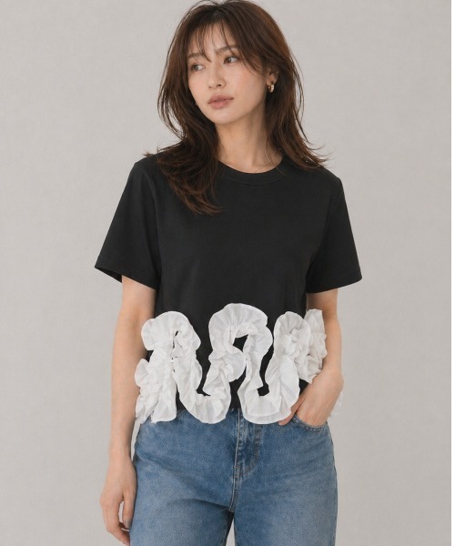 Lateru（ラテル）の「ヘムラインフリル T シャツ（Tシャツ/カットソー・レディース・ホワイト/ブルー/ブラック・FREE）」の13枚目の写真