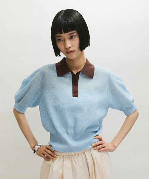 ADAM ET ROPE'(アダムエロペ)の「【定番】ラミーニットポロシャツ(ポロシャツ・レディース・サックスブルー/ブラウン系その他/キナリ・FREE)」の12枚目の写真