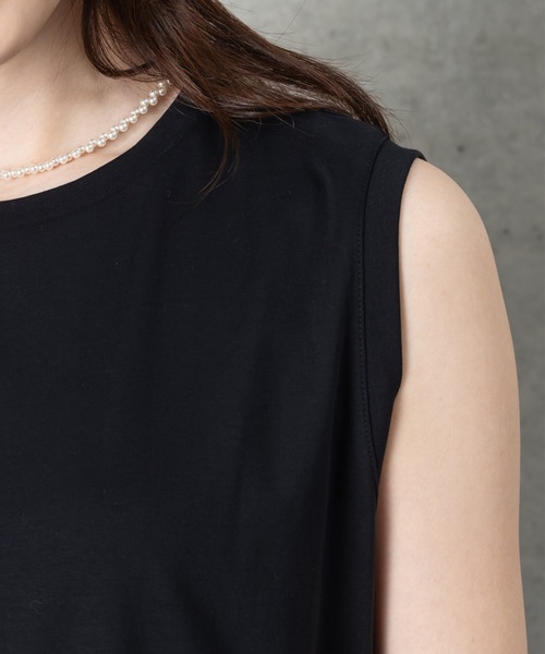 MAISONCOMFY (メゾンコンフィ)の「【接触冷感 フリルカットソー】異素材ドッキングが可愛らしい1枚(Tシャツ/カットソー・レディース・カーキ/ブラック/ホワイト・FREE)」の12枚目の写真