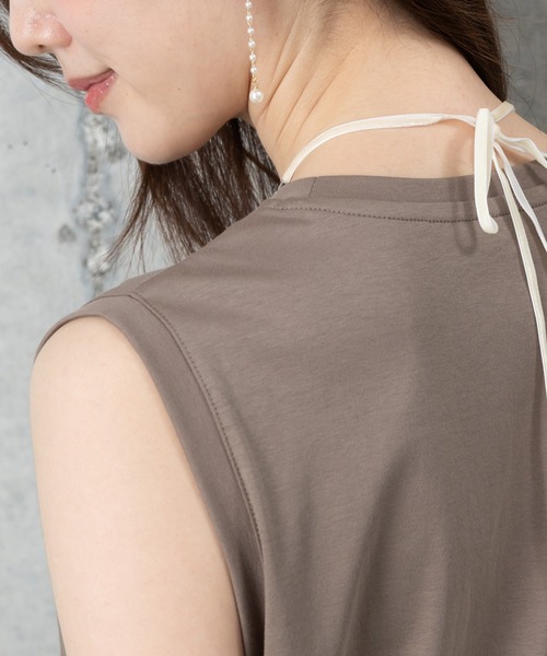 MAISONCOMFY (メゾンコンフィ)の「【接触冷感 フリルカットソー】異素材ドッキングが可愛らしい1枚(Tシャツ/カットソー・レディース・カーキ/ブラック/ホワイト・FREE)」の20枚目の写真