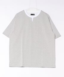 *【綿混】タカキュー ダブルフェイス 天竺 キーネック 半袖 Tシャツ