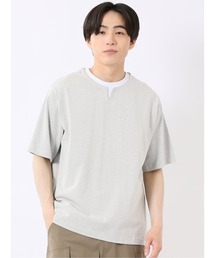 TAKA-Q | 【綿混】タカキュー ダブルフェイス 天竺 キーネック 半袖 Tシャツ(Tシャツ/カットソー)