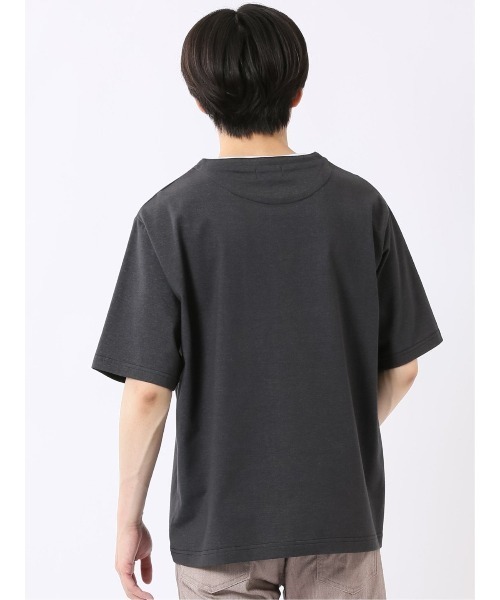 TAKA-Q(タカキュー)の「【綿混】タカキュー ダブルフェイス 天竺 キーネック 半袖 Tシャツ(Tシャツ/カットソー・メンズ・ブラック/ベージュ/ライトグレー/サックスブルー・X-LARGE/LARGE/MEDIUM)」の8枚目の写真