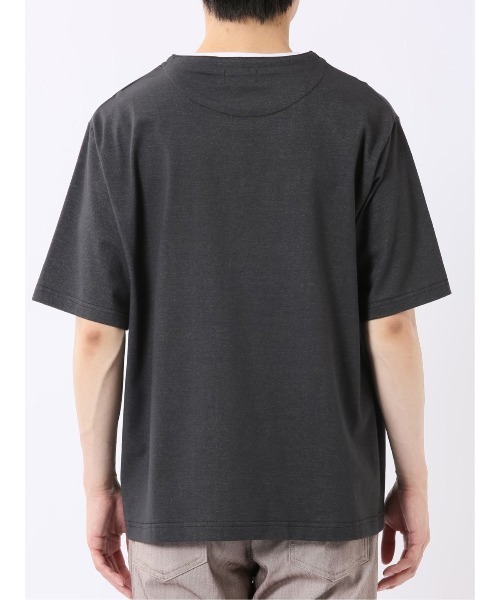TAKA-Q(タカキュー)の「【綿混】タカキュー ダブルフェイス 天竺 キーネック 半袖 Tシャツ(Tシャツ/カットソー・メンズ・ブラック/ベージュ/ライトグレー/サックスブルー・X-LARGE/LARGE/MEDIUM)」の13枚目の写真