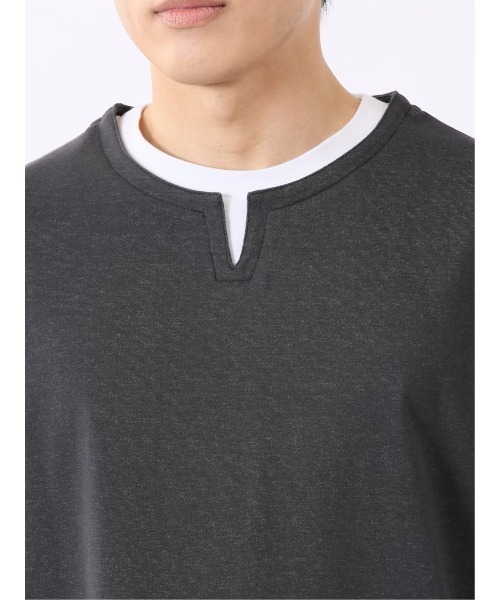 TAKA-Q(タカキュー)の「【綿混】タカキュー ダブルフェイス 天竺 キーネック 半袖 Tシャツ(Tシャツ/カットソー・メンズ・ブラック/ベージュ/ライトグレー/サックスブルー・X-LARGE/LARGE/MEDIUM)」の14枚目の写真
