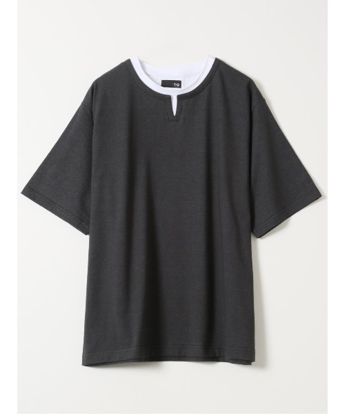 TAKA-Q(タカキュー)の「【綿混】タカキュー ダブルフェイス 天竺 キーネック 半袖 Tシャツ(Tシャツ/カットソー・メンズ・ブラック/ベージュ/ライトグレー/サックスブルー・X-LARGE/LARGE/MEDIUM)」の16枚目の写真