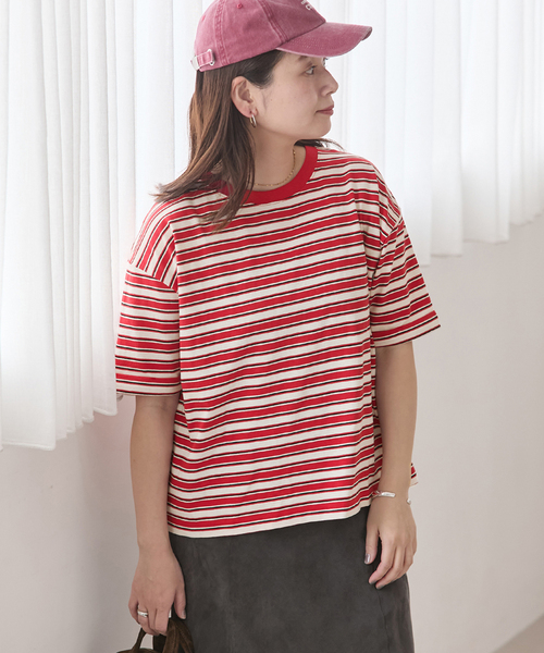 JOURNAL STANDARD(ジャーナルスタンダード)の「《追加2》汗ジミ防止ボーダービッグT(Tシャツ/カットソー・レディース・ベージュ/レッド/チョコ/ブラック・FREE)」の4枚目の写真