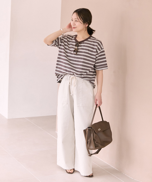 JOURNAL STANDARD(ジャーナルスタンダード)の「《追加2》汗ジミ防止ボーダービッグT(Tシャツ/カットソー・レディース・ベージュ/レッド/チョコ/ブラック・FREE)」の11枚目の写真