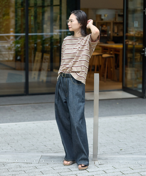 JOURNAL STANDARD(ジャーナルスタンダード)の「《追加2》汗ジミ防止ボーダービッグT(Tシャツ/カットソー・レディース・ベージュ/レッド/チョコ/ブラック・FREE)」の5枚目の写真