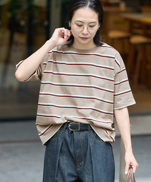 JOURNAL STANDARD(ジャーナルスタンダード)の「《追加2》汗ジミ防止ボーダービッグT(Tシャツ/カットソー・レディース・ベージュ/レッド/チョコ/ブラック・FREE)」の7枚目の写真