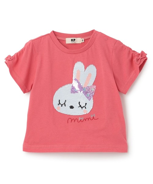 KP(ケーピー)の「mimiちゃん スパンコール刺しゅう Tシャツ(Tシャツ/カットソー・キッズ・オフホワイト/ピンク系その他・90cm/100cm/110cm/120cm/130cm/140cm)」の2枚目の写真