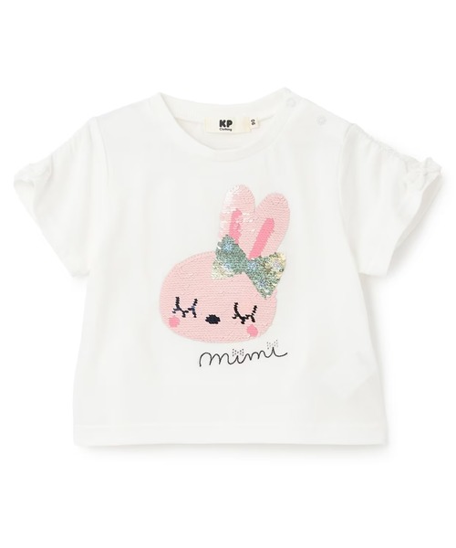 KP(ケーピー)の「mimiちゃん スパンコール刺しゅう Tシャツ(Tシャツ/カットソー・キッズ・オフホワイト/ピンク系その他・90cm/100cm/110cm/120cm/130cm/140cm)」の1枚目の写真