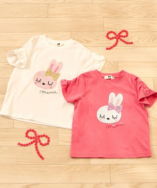 KP(ケーピー)の「mimiちゃん スパンコール刺しゅう Tシャツ(Tシャツ/カットソー・キッズ・オフホワイト/ピンク系その他・90cm/100cm/110cm/120cm/130cm/140cm)」の14枚目の写真