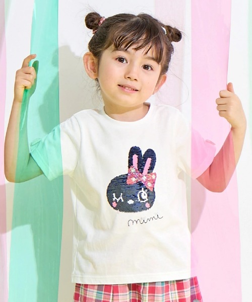 KP(ケーピー)の「mimiちゃん スパンコール刺しゅう Tシャツ(Tシャツ/カットソー・キッズ・オフホワイト/ピンク系その他・90cm/100cm/110cm/120cm/130cm/140cm)」の3枚目の写真