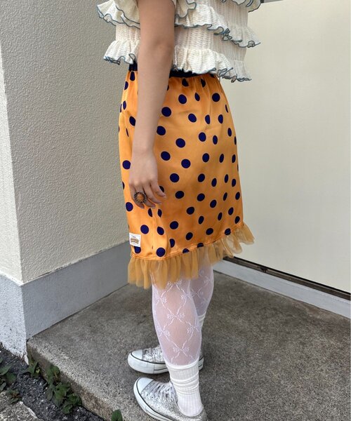HELLO.SANFRANCISCO(ハローサンフランシスコ)の「【HELLO.SANFRANCISCO/ハローサンフランシスコ】サテンドットチュールミドルスカート(スカート・レディース・オレンジ/ブラウン/ホワイト・ONE SIZE)」の10枚目の写真