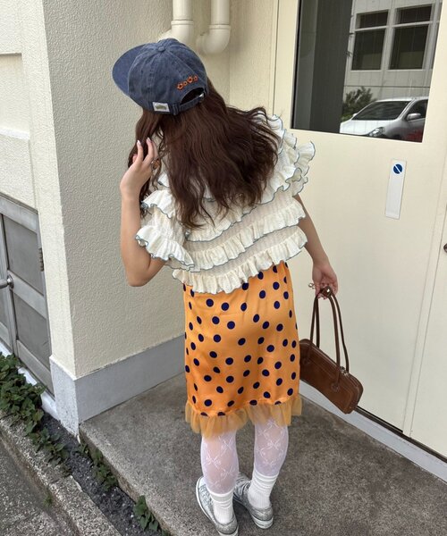HELLO.SANFRANCISCO(ハローサンフランシスコ)の「【HELLO.SANFRANCISCO/ハローサンフランシスコ】サテンドットチュールミドルスカート(スカート・レディース・オレンジ/ブラウン/ホワイト・ONE SIZE)」の13枚目の写真