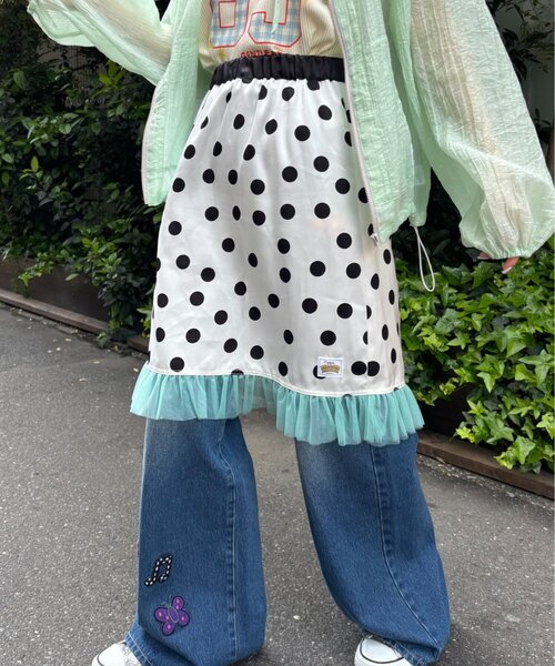 HELLO.SANFRANCISCO(ハローサンフランシスコ)の「【HELLO.SANFRANCISCO/ハローサンフランシスコ】サテンドットチュールミドルスカート(スカート・レディース・オレンジ/ブラウン/ホワイト・ONE SIZE)」の14枚目の写真