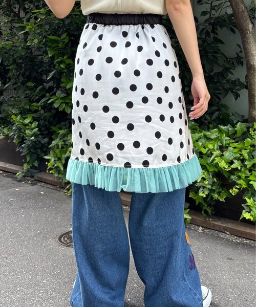 HELLO.SANFRANCISCO(ハローサンフランシスコ)の「【HELLO.SANFRANCISCO/ハローサンフランシスコ】サテンドットチュールミドルスカート(スカート・レディース・オレンジ/ブラウン/ホワイト・ONE SIZE)」の4枚目の写真