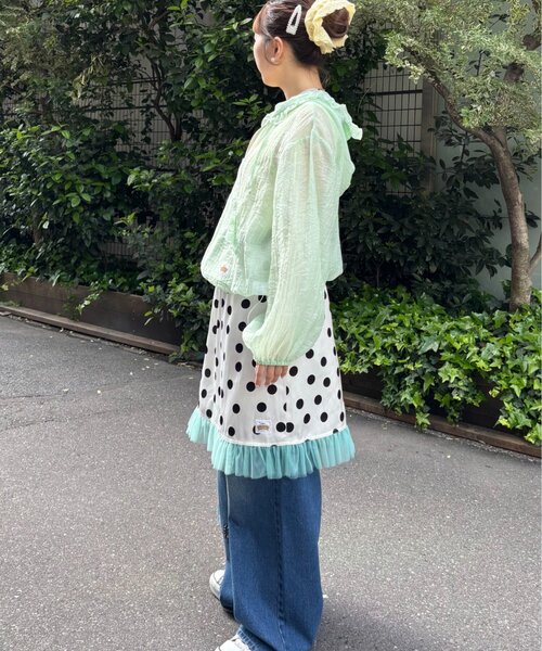 HELLO.SANFRANCISCO(ハローサンフランシスコ)の「【HELLO.SANFRANCISCO/ハローサンフランシスコ】サテンドットチュールミドルスカート(スカート・レディース・オレンジ/ブラウン/ホワイト・ONE SIZE)」の6枚目の写真