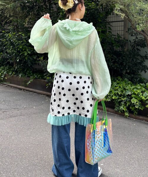HELLO.SANFRANCISCO(ハローサンフランシスコ)の「【HELLO.SANFRANCISCO/ハローサンフランシスコ】サテンドットチュールミドルスカート(スカート・レディース・オレンジ/ブラウン/ホワイト・ONE SIZE)」の7枚目の写真