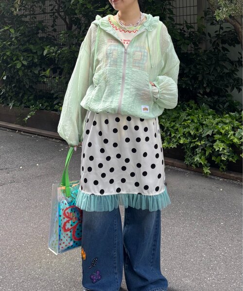 HELLO.SANFRANCISCO(ハローサンフランシスコ)の「【HELLO.SANFRANCISCO/ハローサンフランシスコ】サテンドットチュールミドルスカート(スカート・レディース・オレンジ/ブラウン/ホワイト・ONE SIZE)」の8枚目の写真